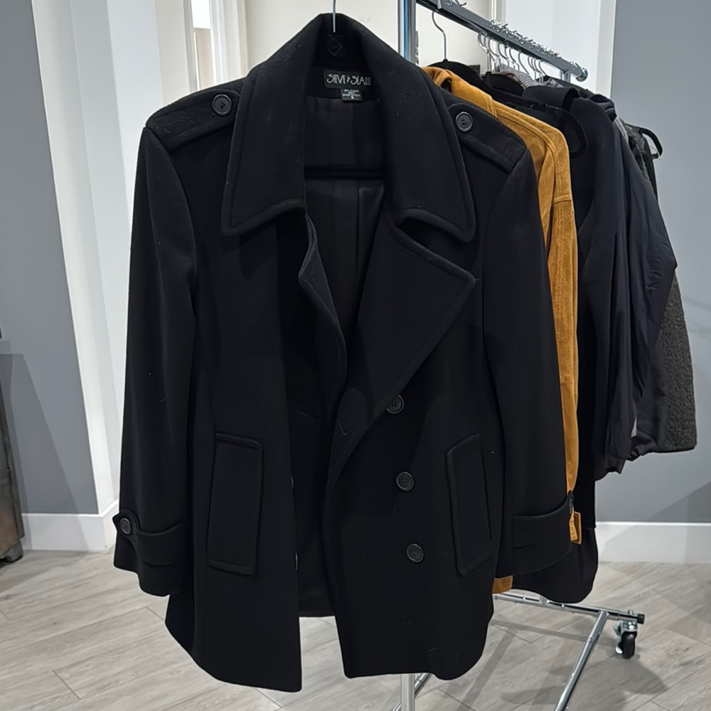 Black Wool Peacoat Classic Design